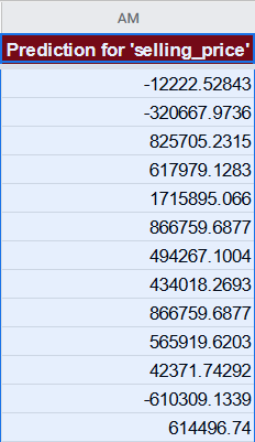 Prediction column example